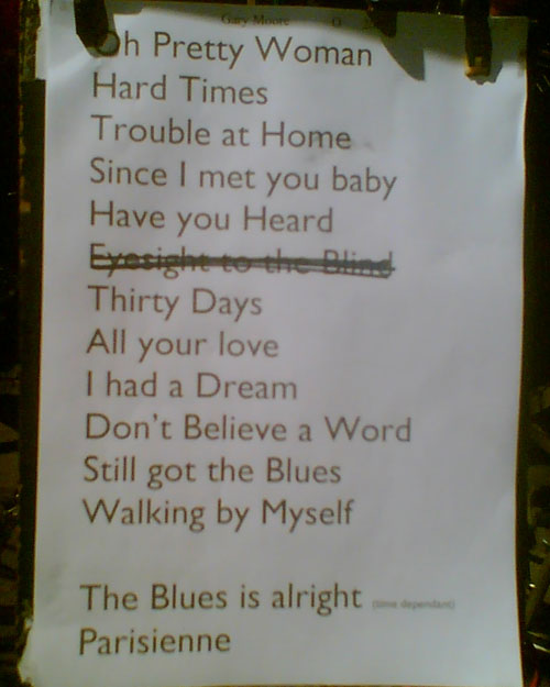 Gary Moore's Sofia setlist