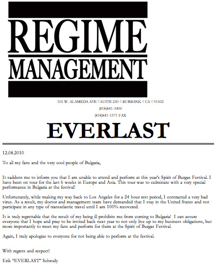 EVERLAST LETTER