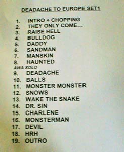 Setlist LORDI Sofia