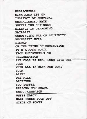 Napalm Death setlist 2009