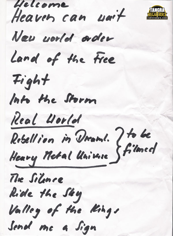 Gamma Ray's Sofia setlist.